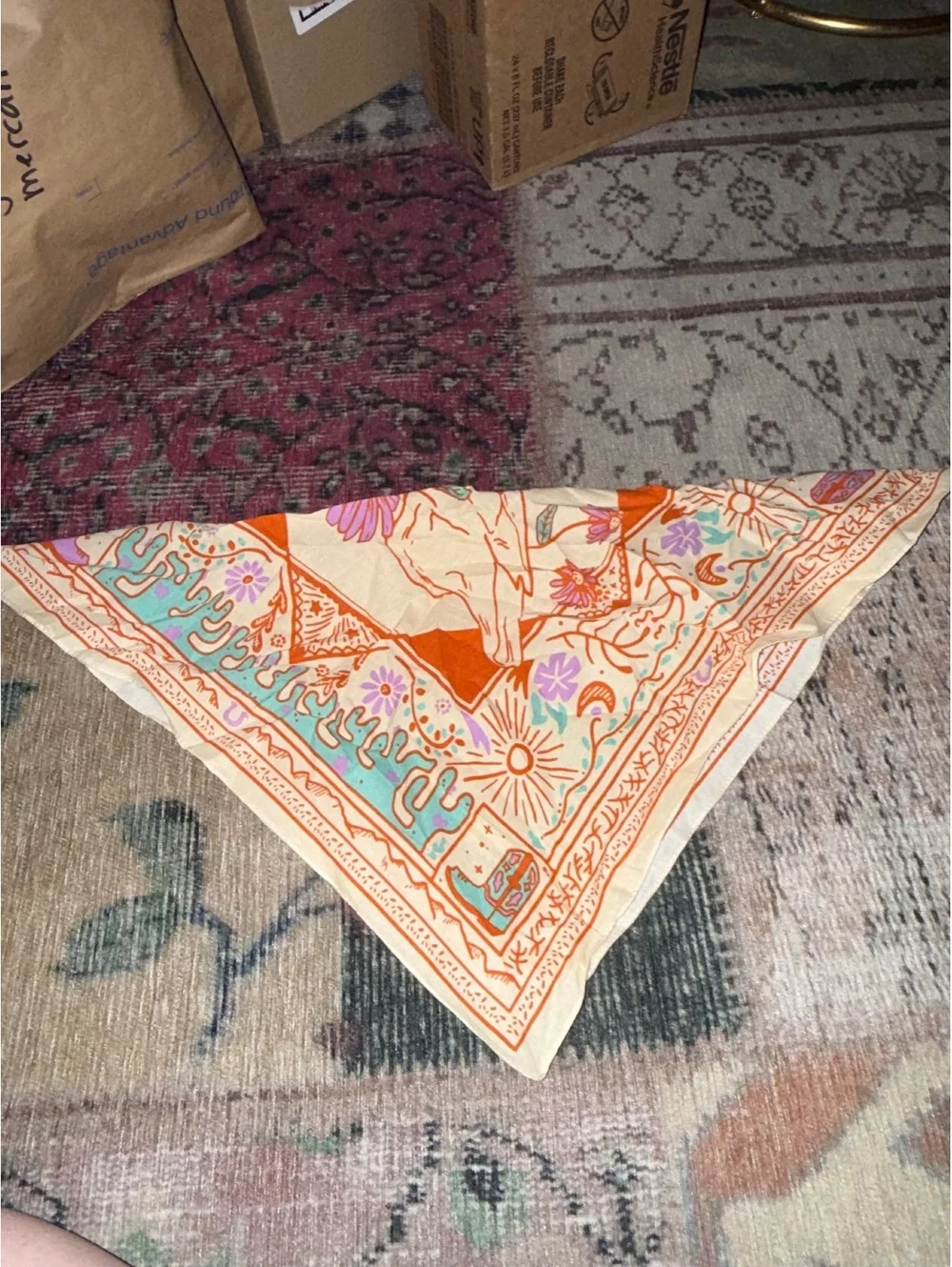 Gorgeous cow skull floral bandana artsy hippy